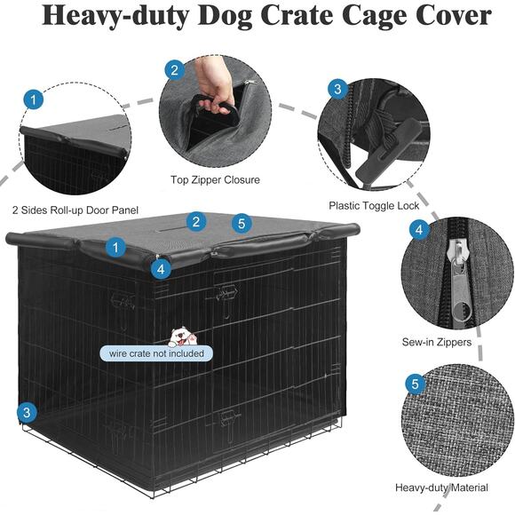 Deblue 30” Dog Crate Cover – Heavy-Duty Waterproof Pet Kennel Cover for (Gray) - Picture 4 of 8